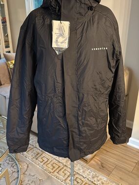 VENUS Black Hooded Raincoat with Subtle Logo